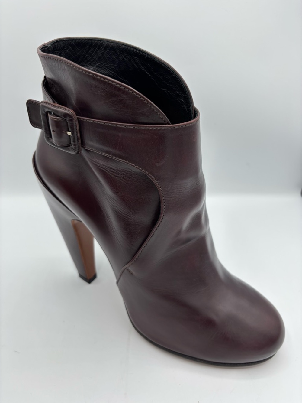Alaia High-Heel Ankle Boot in Dark Burgundy